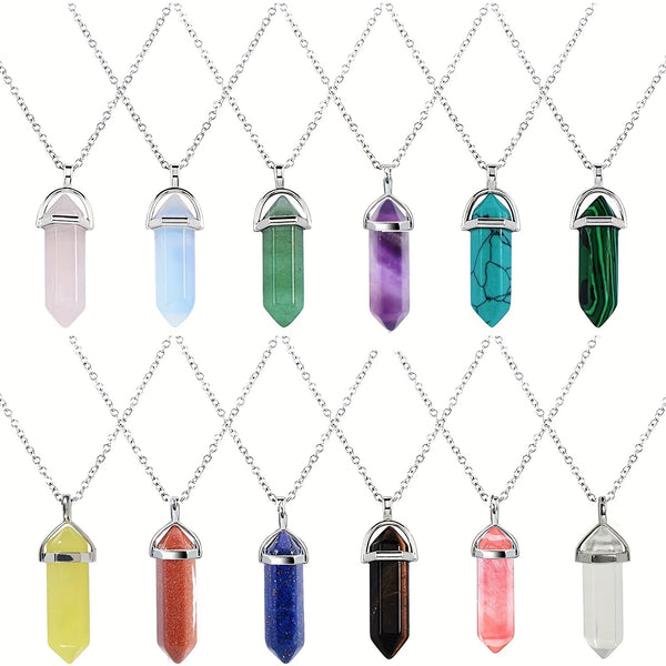 1pc Natural Stone Hexagon Crystal Pendant Vector Multicolor Collarbone Chain For DIY Necklace Sweater Chain Jewelry Making Healing Stone Ornament Perfect For Handmade Gift