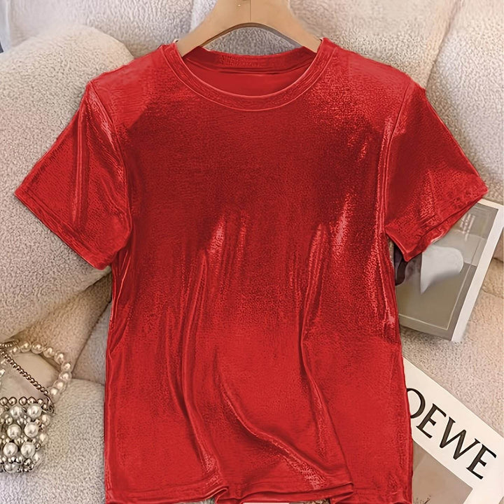 Chic T-Shirt for Women with a French Sparkle Princess Design - Comfortable Round Neck, Flexible Polyester Mix, Washable in Machine - Ideal for Spring, Summer, And Autumn - MHMote