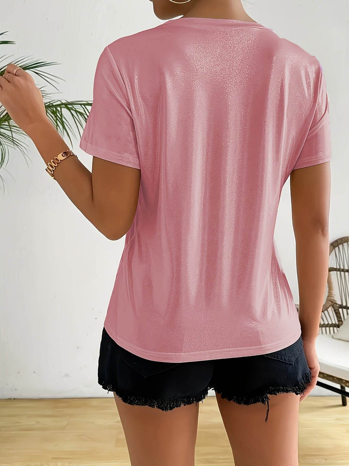 Shimmering Princess Ladies' T-Shirt - Casual Round Neck, Stretchy Polyester Blend, Perfect for Spring/Summer/Autumn Wear. - MHMote
