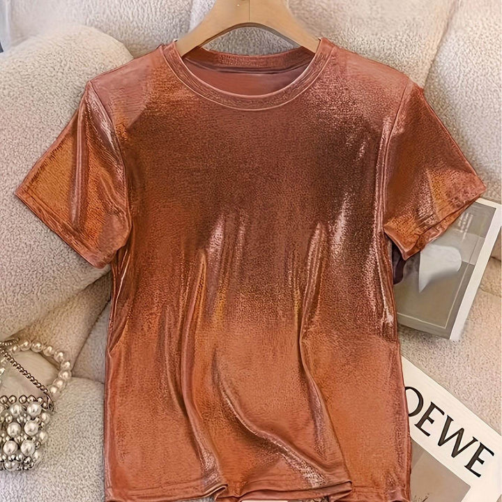 Chic T-Shirt for Women with a French Sparkle Princess Design - Comfortable Round Neck, Flexible Polyester Mix, Washable in Machine - Ideal for Spring, Summer, And Autumn - MHMote