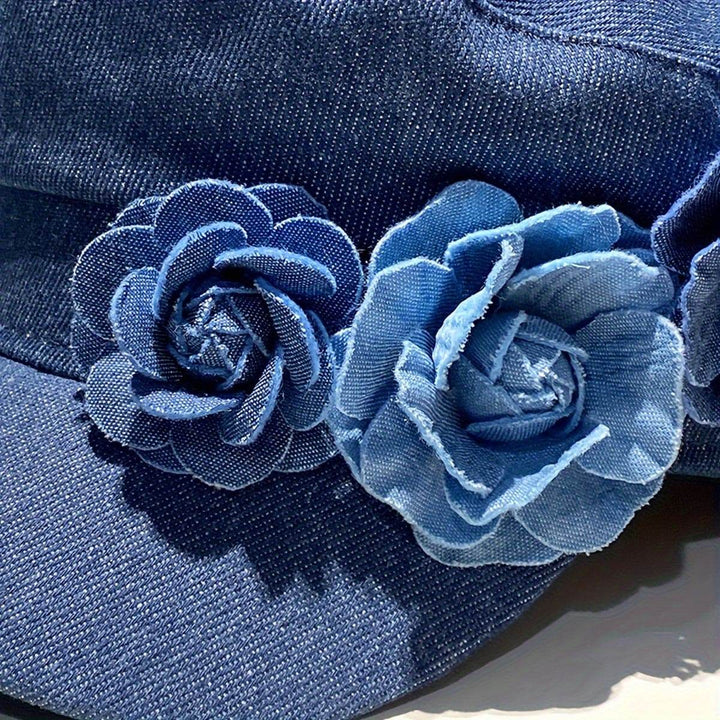 Chic Floral Newsboy Cap for Women - Lightweight, Adjustable Drawstring, Polyester - Perfect for Casual Wear - MHMote