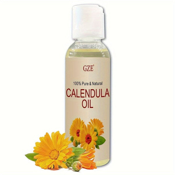 118ml 100% Pure Calendula Oil - Glycerin-Infused, Vitamin E Enriched, Soothing & Healing Essential Oil for Skin, Hair & Aromatherapy, Universal Skin Type, Dry Skin Relief, Alcohol-Free
