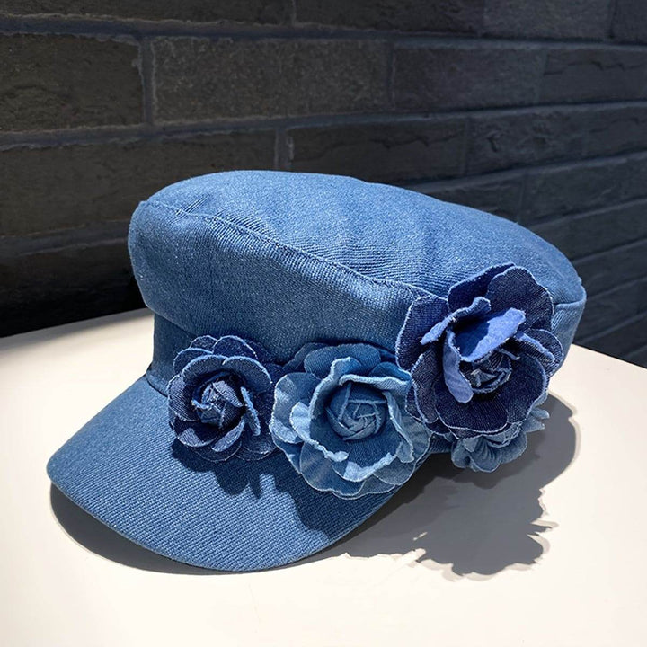 Chic Floral Newsboy Cap for Women - Lightweight, Adjustable Drawstring, Polyester - Perfect for Casual Wear - MHMote