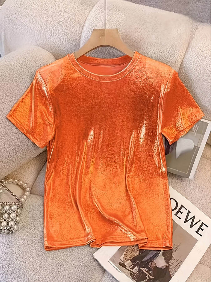 Chic T-Shirt for Women with a French Sparkle Princess Design - Comfortable Round Neck, Flexible Polyester Mix, Washable in Machine - Ideal for Spring, Summer, And Autumn - MHMote