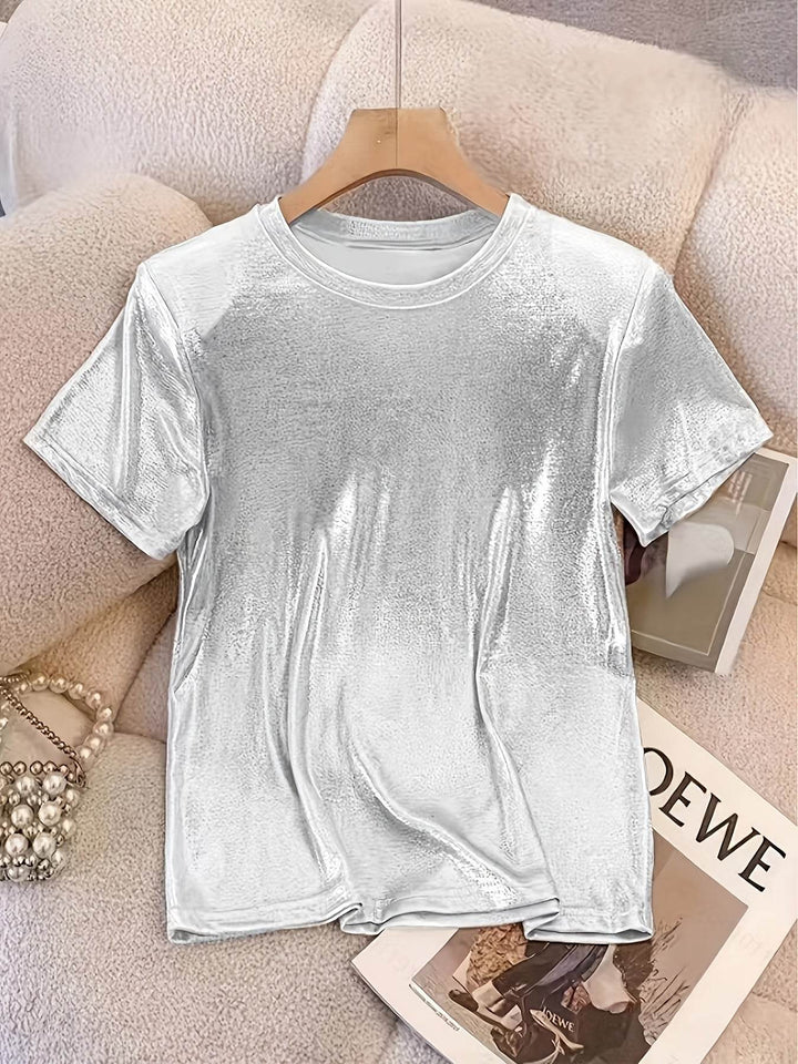 Chic T-Shirt for Women with a French Sparkle Princess Design - Comfortable Round Neck, Flexible Polyester Mix, Washable in Machine - Ideal for Spring, Summer, And Autumn - MHMote