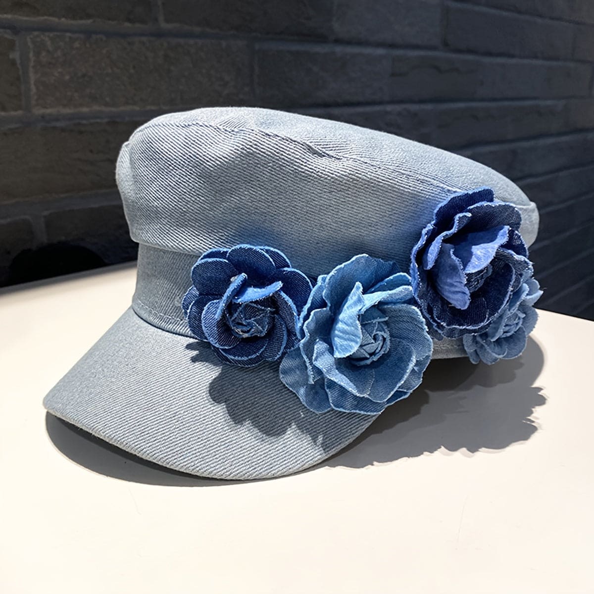 Chic Floral Newsboy Cap for kvinner - Lett, justerbar snøring, polyester - Perfekt for fritidsklær