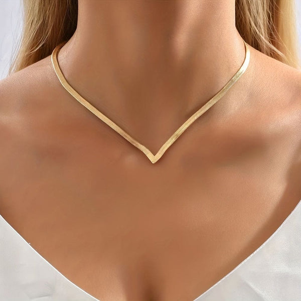 4mm Flat Snake Herringbone Chain Chunky Golden Necklace Charm Minimalist Necklace Jewelry For Daily Party Decoration