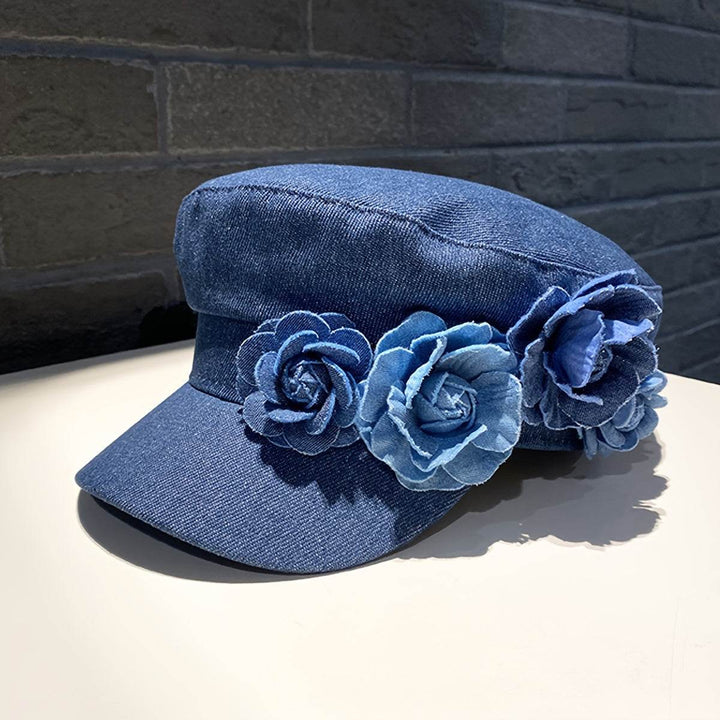 Chic Floral Newsboy Cap for Women - Lightweight, Adjustable Drawstring, Polyester - Perfect for Casual Wear - MHMote
