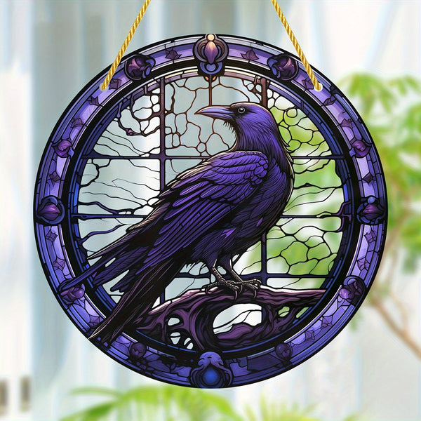 1pc, Crow Window Decor, Whimsical Decor, Whimsical Home Decor, Garden Decor, Sun Catcher, Parasol, Best Beautiful Gift For Mom, Family, Lover, Friends, Acrylic Garland Sign, Yard, Home, Universal Door Welcome Decoration (6''x