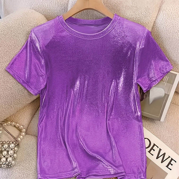Chic T-Shirt for Women with a French Sparkle Princess Design - Comfortable Round Neck, Flexible Polyester Mix, Washable in Machine - Ideal for Spring, Summer, And Autumn - MHMote