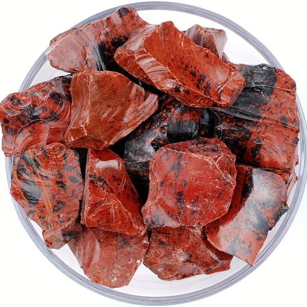 1Lb/460G Red Obsidian Crystal Rocks Raw Stones for Tumbling, Red Obsidian Crystals Bulk Rough Gemstone for Jewelry Making, Healing, Meditation, Sculpture