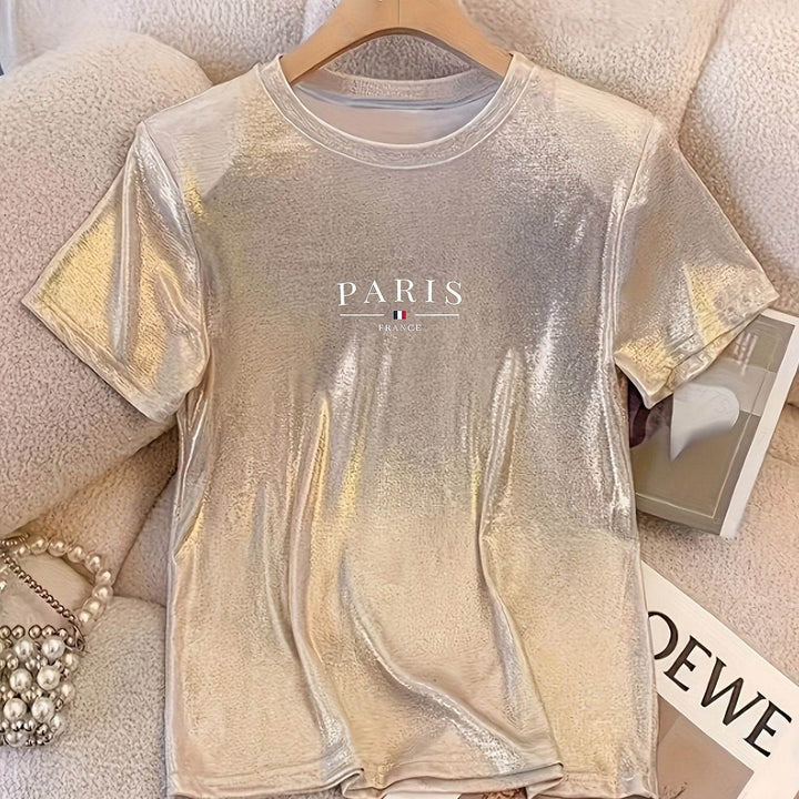 Shimmering Princess Ladies' T-Shirt - Casual Round Neck, Stretchy Polyester Blend, Perfect for Spring/Summer/Autumn Wear. - MHMote