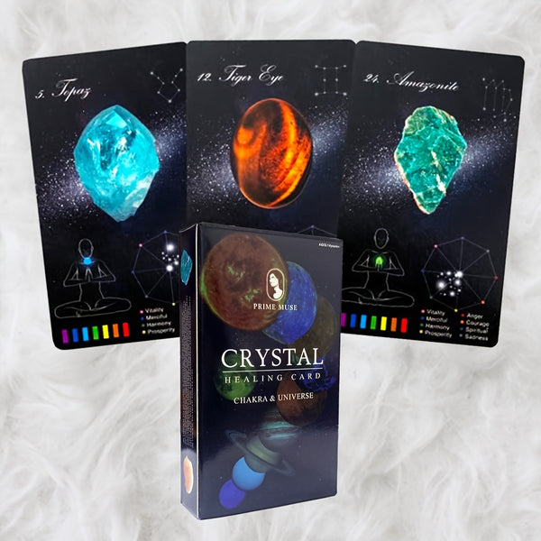 Krystallhelbredelse og planetorakelkortstokk - 60 spådomskort med guidebok for astrologi og energiarbeid, pedagogisk tarotspill for voksne, tenåringer 14+