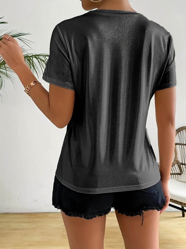 Chic T-Shirt for Women with a French Sparkle Princess Design - Comfortable Round Neck, Flexible Polyester Mix, Washable in Machine - Ideal for Spring, Summer, And Autumn - MHMote