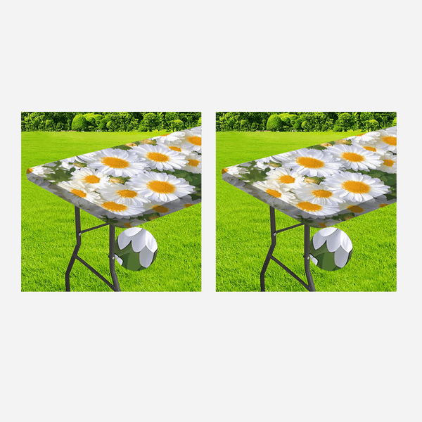 1pc of Outdoor Tablecloth with Elastic Edges - Vivid Goose Feather Pattern, Durable Polyester, Ideal for Camping, Picnics And Garden Parties, Indoor/ Outdoor, Rectangular Shape, Garden Party Accessories | Goose Feather Design
