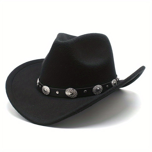 Unisex ensfarget filt ensfarget punk western cowboyhatt