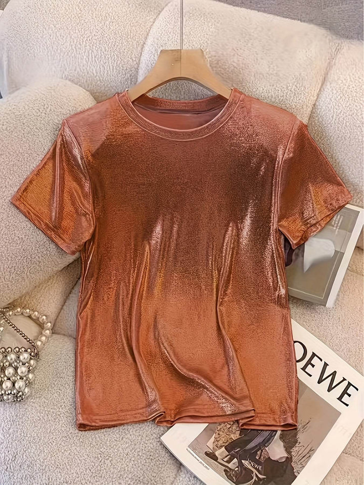 Chic T-Shirt for Women with a French Sparkle Princess Design - Comfortable Round Neck, Flexible Polyester Mix, Washable in Machine - Ideal for Spring, Summer, And Autumn - MHMote
