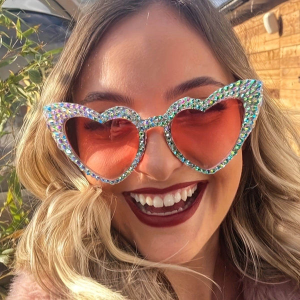 Chic Heart-Shaped Fashion Glasses with Sparkling Rhinestones - Perfect for Music Festivals, Parties & Birthdays - MHMote