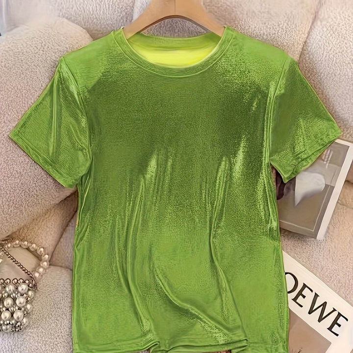 Chic T-Shirt for Women with a French Sparkle Princess Design - Comfortable Round Neck, Flexible Polyester Mix, Washable in Machine - Ideal for Spring, Summer, And Autumn - MHMote