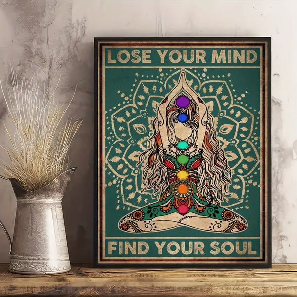 1pc Vintage Gyspy Girl Yoga Pose Wall Art for Home Decor - Lose Your Mind, Find Your Soul - Retro Canvas Poster with No Frame