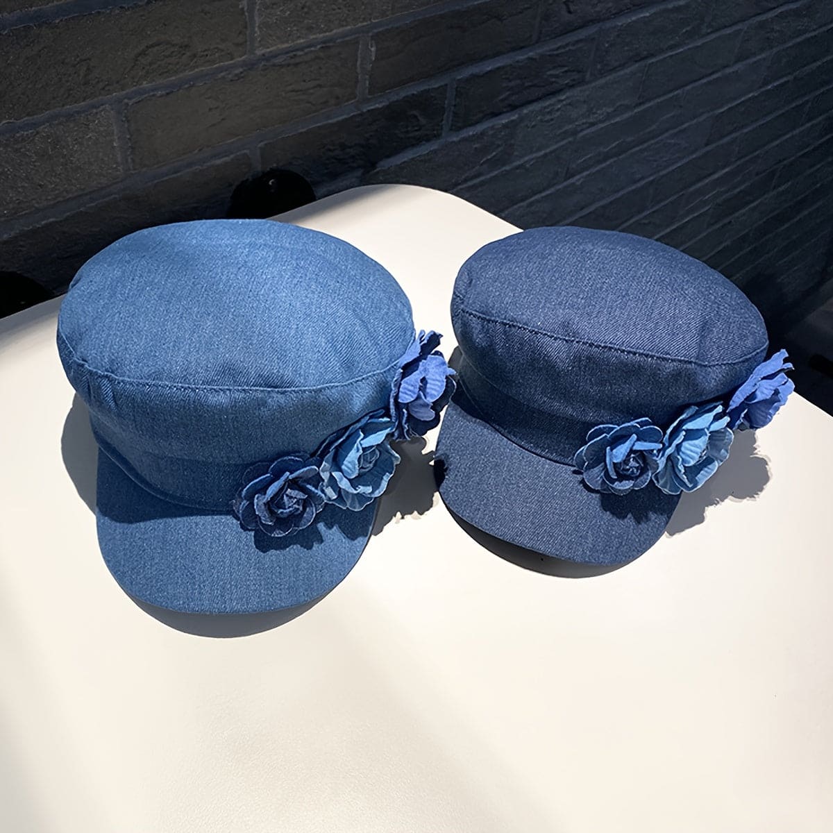 Chic Floral Newsboy Cap for kvinner - Lett, justerbar snøring, polyester - Perfekt for fritidsklær
