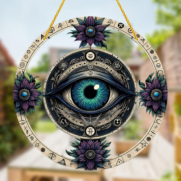 1pc, Mysterious Witching Eye Sun Catcher, Acrylic Sign, Housewarming Gift, Window Hanging Art Decoration, Outdoor Garden Indoor Office Room Bathroom Living Room Wall Decoration Home Decoration Gift for Friends and Relatives (