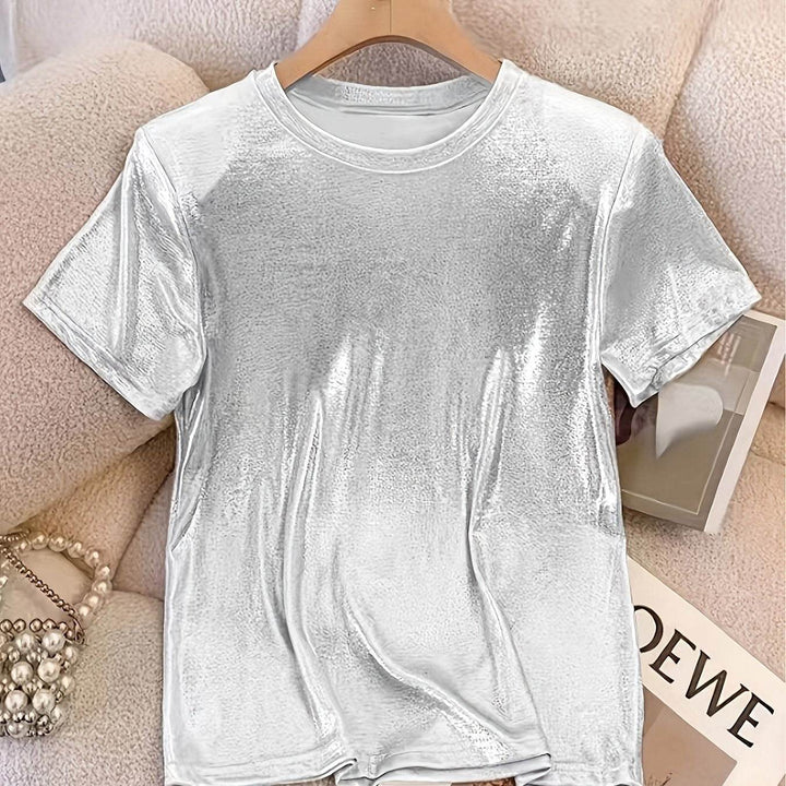 Chic T-Shirt for Women with a French Sparkle Princess Design - Comfortable Round Neck, Flexible Polyester Mix, Washable in Machine - Ideal for Spring, Summer, And Autumn - MHMote