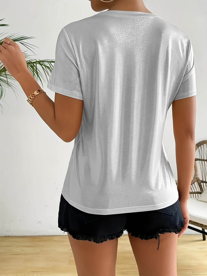 Chic T-Shirt for Women with a French Sparkle Princess Design - Comfortable Round Neck, Flexible Polyester Mix, Washable in Machine - Ideal for Spring, Summer, And Autumn - MHMote