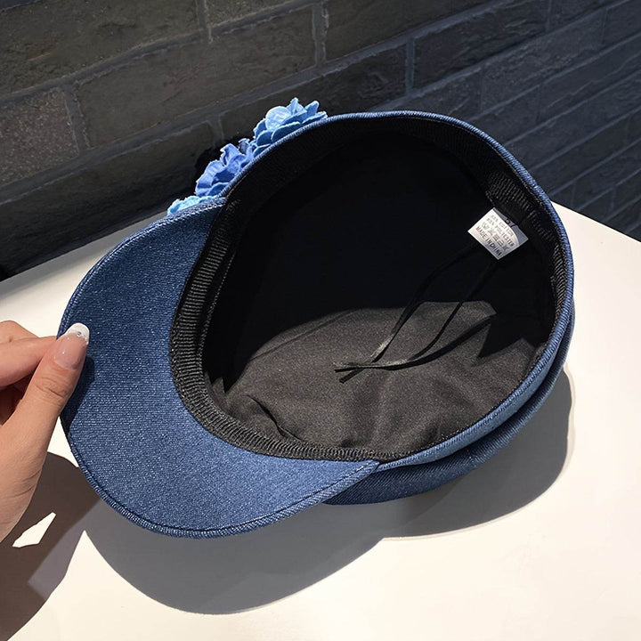 Chic Floral Newsboy Cap for Women - Lightweight, Adjustable Drawstring, Polyester - Perfect for Casual Wear - MHMote
