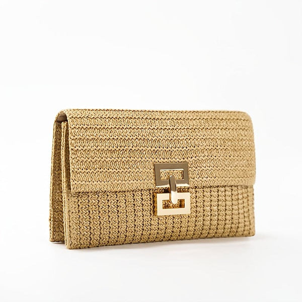 Vibrant Bohemian Woven Clutch Purse - Square Flap Wallet with Straw Weave Design, Magnetic Snap Closure, and Spacious Interior - Perfect for Summer Vacation, Beach, and Outdoor Activities