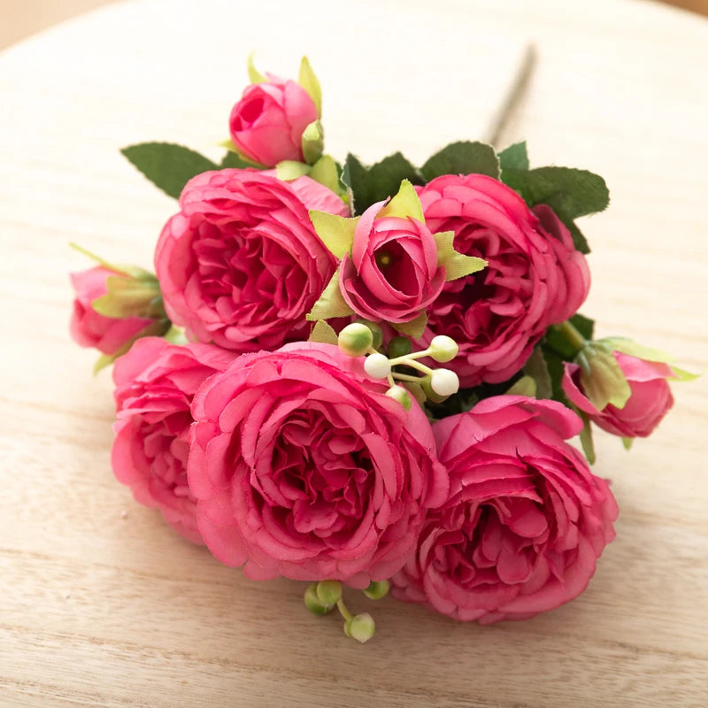 30 cm Silke Peon Kunstig Blomsterbukett Vår For Hvit Hjem DIY Dekorasjon Julehage Bryllup Kontorfest Falsk blomst