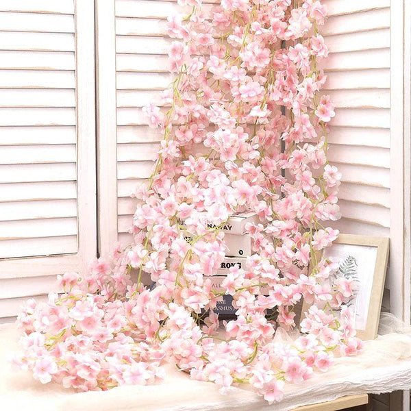 180CM Artificial Sakura Flowers Vine Wedding Garden Rose Arch Home Party Decoration Christmas Bridal Fake Silk Scrapbook Plants - MHMote