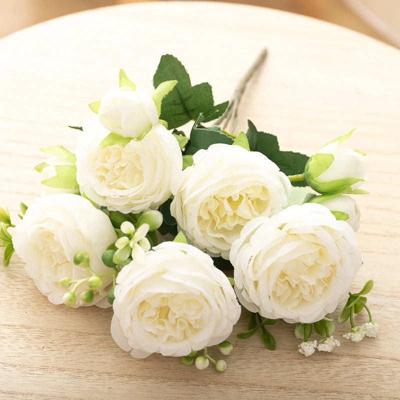 30 cm Silke Peon Kunstig Blomsterbukett Vår For Hvit Hjem DIY Dekorasjon Julehage Bryllup Kontorfest Falsk blomst