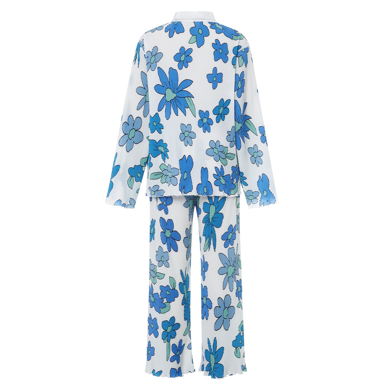 Todelte sett Dame Vår Høst Print Button Down Langermede Skjorter + Lange bukser med brede ben Kvinnelige Y2K Uformelle løse buksesett