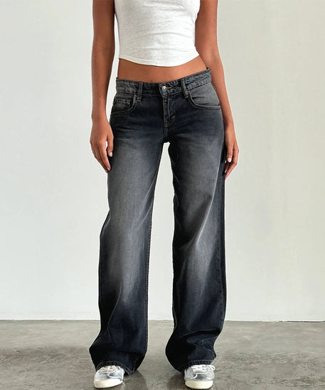 Women Y2K Wide Leg Denim Pants Baggy Low Waist Boyfriend Jeans Casual Vintage Loose Fit Jeans Trousers Cyber Grunge Streetwear