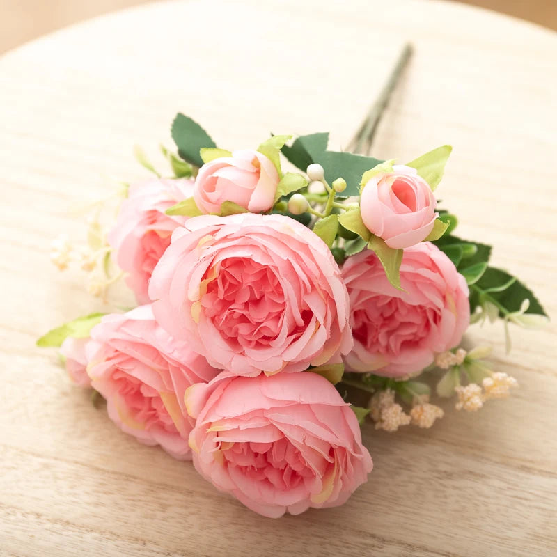 30 cm Silke Peon Kunstig Blomsterbukett Vår For Hvit Hjem DIY Dekorasjon Julehage Bryllup Kontorfest Falsk blomst