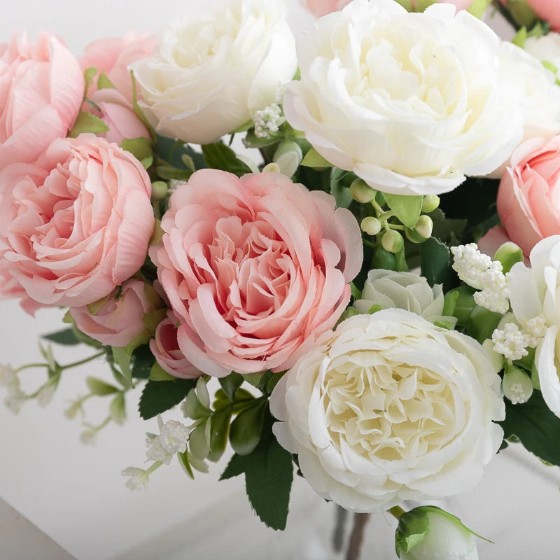 30 cm Silke Peon Kunstig Blomsterbukett Vår For Hvit Hjem DIY Dekorasjon Julehage Bryllup Kontorfest Falsk blomst