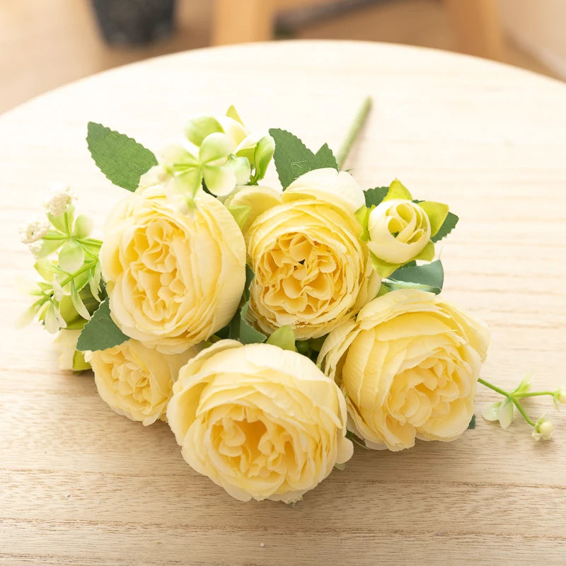30 cm Silke Peon Kunstig Blomsterbukett Vår For Hvit Hjem DIY Dekorasjon Julehage Bryllup Kontorfest Falsk blomst