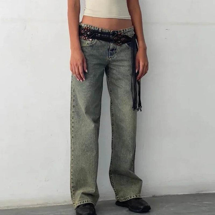 Women Y2K Wide Leg Denim Pants Baggy Low Waist Boyfriend Jeans Casual Vintage Loose Fit Jeans Trousers Cyber Grunge Streetwear - MHMote