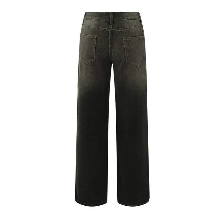 Retro Black Women Jeans Streetwear Straight Denim Pants Vintage Y2k Five Pockets Loose Trousers - MHMote