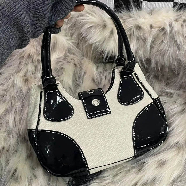Women Bag New Fashion PU Canvas Chains Shoulder Bag Handbag Y2K Dark Style Girls Bag Office Lady - MHMote