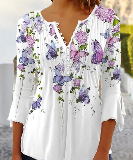 Fashion women shirt Casual loose long-sleeved shirt women Elegant printed temperament tops Women