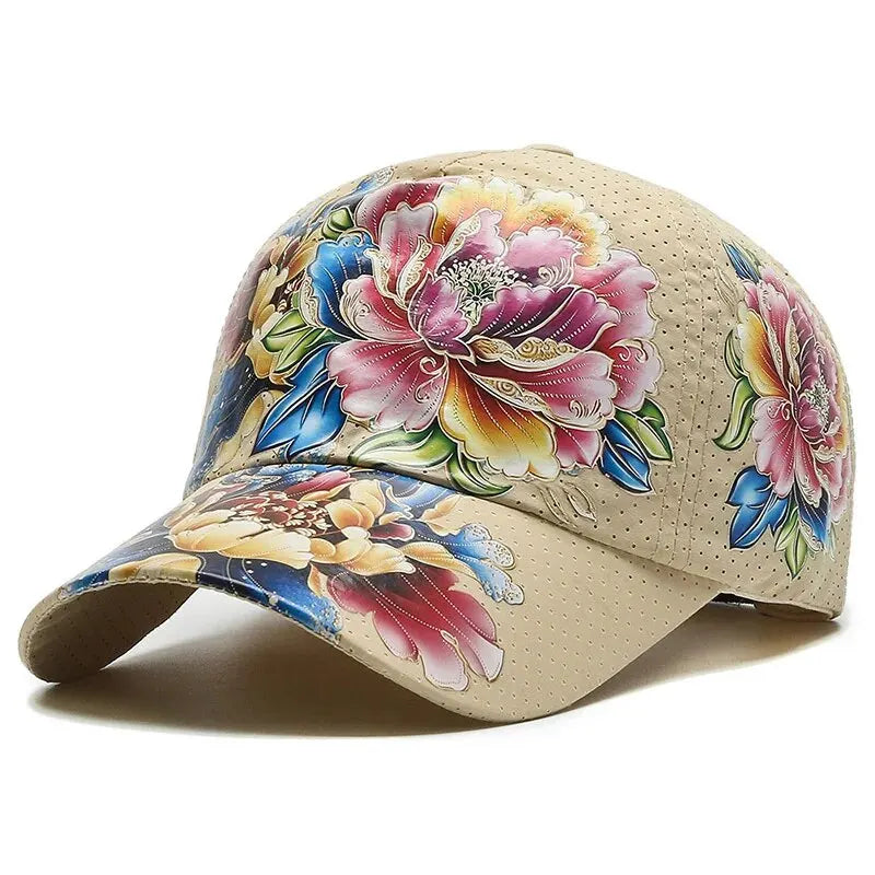 Sommer Quick Dry Baseball Caps for menn og kvinner Blomstersolhatter trykt kinesisk stil Blomstersolhatter Utendørshatter