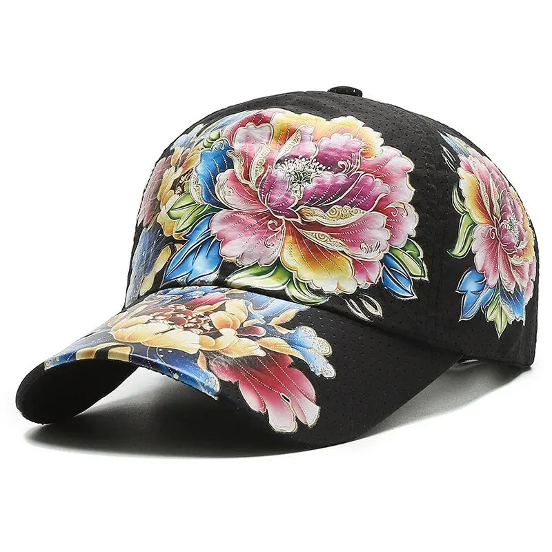 Sommer Quick Dry Baseball Caps for menn og kvinner Blomstersolhatter trykt kinesisk stil Blomstersolhatter Utendørshatter