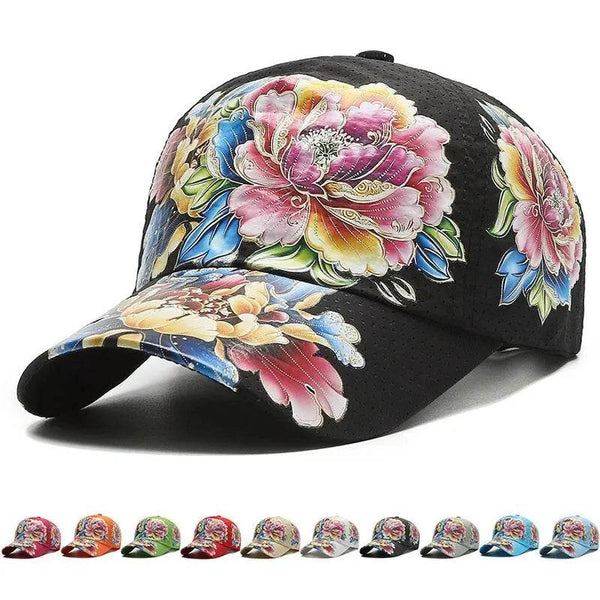 Summer Quick Dry Baseball Cap Men's and Women's Flower Sun Hats Printed Chinese Style Floral Sun Hats Outdoor Hats - MHMote