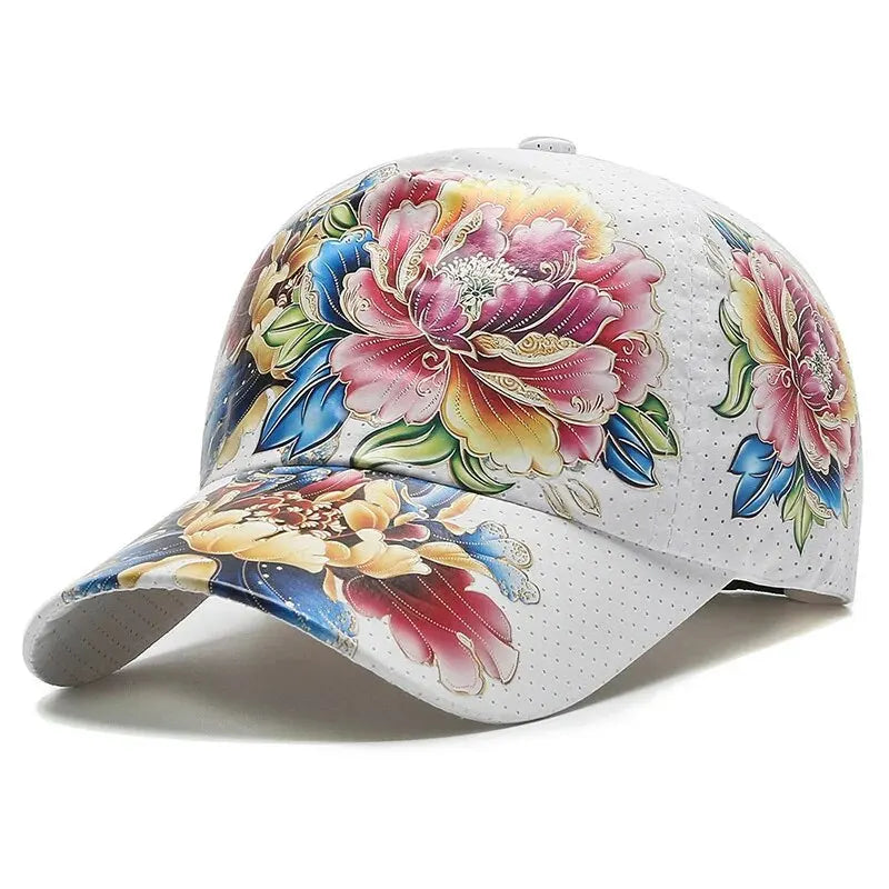 Sommer Quick Dry Baseball Caps for menn og kvinner Blomstersolhatter trykt kinesisk stil Blomstersolhatter Utendørshatter