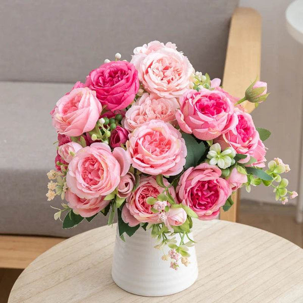 30cm Silk Peony Artificial Flower Bouquet Spring For White Home DIY Decoration Christmas Garden Wedding Office Party Fake Flower - MHMote