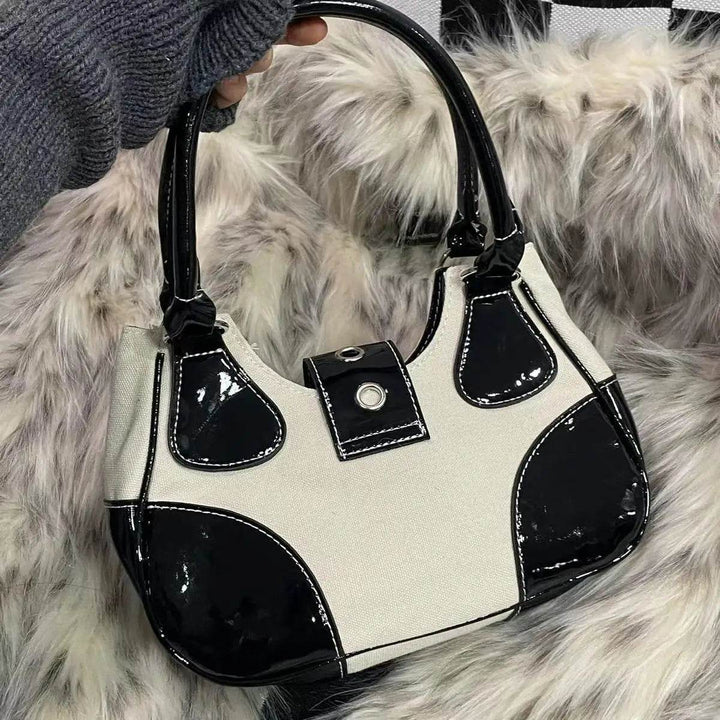 Women Bag New Fashion PU Canvas Chains Shoulder Bag Handbag Y2K Dark Style Girls Bag Office Lady - MHMote
