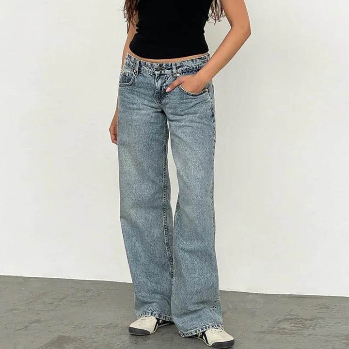 Women Y2K Wide Leg Denim Pants Baggy Low Waist Boyfriend Jeans Casual Vintage Loose Fit Jeans Trousers Cyber Grunge Streetwear - MHMote