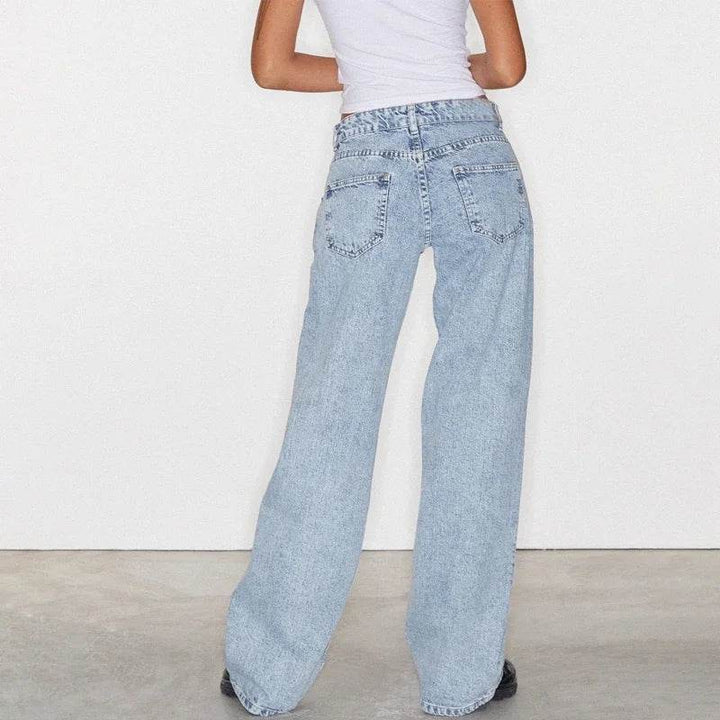 Women Y2K Wide Leg Denim Pants Baggy Low Waist Boyfriend Jeans Casual Vintage Loose Fit Jeans Trousers Cyber Grunge Streetwear - MHMote